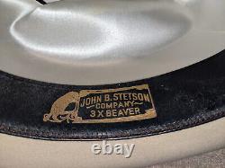 Stetson 3X Beaver Western Cowboy Hat Size 6 7/8 Tan XXX Nice