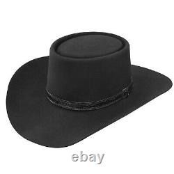 Stetson 4X 100% Buffalo Felt Revenger Gambler Crown Black Cowboy Hat 3 1/2 Brim