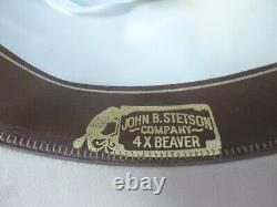 Stetson 4X Beaver Belly Western Cowboy Hat Size 7 1/4 With Box