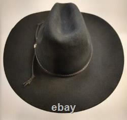 Stetson 4X Beaver Cowboy Hat Black Size 7 1/8 Classic Whip Braid Band