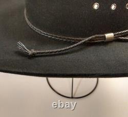 Stetson 4X Beaver Cowboy Hat Black Size 7 1/8 Classic Whip Braid Band