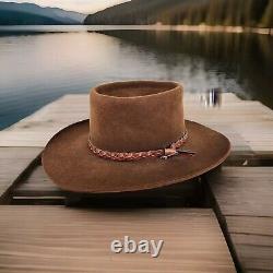 Stetson 4X Beaver Gambler Hat Size 6 7/8 Chocolate Brown Western Cowboy Hats