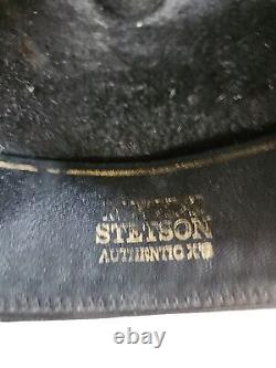 Stetson 4x Beaver Cowboy Hat Western Style Size 7 1/4 Vintage Black With Box