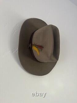 Stetson 4x Beaver Fedora, Made in USA, Size 7.5, Excellent, Feather, JBS Hat Pin