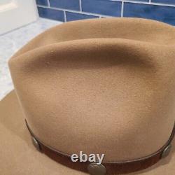 Stetson 5X Beaver Brown Felt Cowboy Hat Size 7 1/4 3.5 Brim + BONUS BAND
