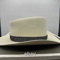 Stetson 5X Beaver Cowboy Hat Size 6 7/8 Beige With Box Feather