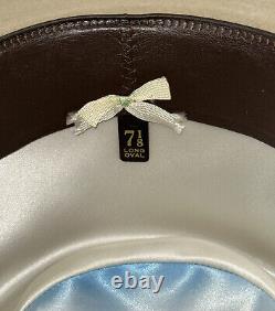 Stetson 5X Beaver Fur Felt Beige Gambler Cowboy Hat Size 7 1/8 Long Oval+ Case