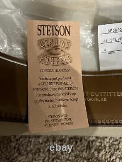 Stetson 61 Silver Belly Reno Custom 8x Size 7 5/6 Hat Oval Long Beige #94349 Fur