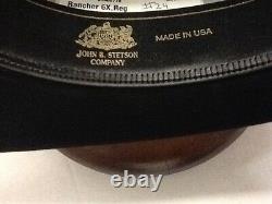Stetson 6X Rancher Black 5 Crown Felt Hat With Free Hat Brush