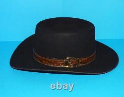 Stetson 7 1/4 Revenger 3X Beaver Black Gambler Cowboy Western Porkpie Hat Mint