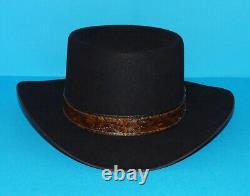 Stetson 7 1/4 Revenger 3X Beaver Black Gambler Cowboy Western Porkpie Hat Mint