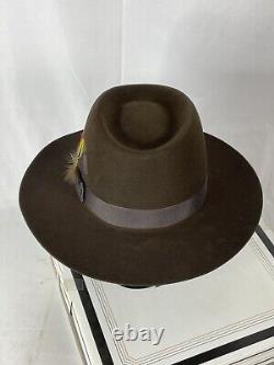 Stetson 7 1/8 3X Hat Beaver Cowboy Chocolate Brown Vtg 1970s PRISTINE with Box