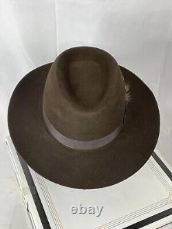 Stetson 7 1/8 3X Hat Beaver Cowboy Chocolate Brown Vtg 1970s PRISTINE with Box