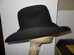 Stetson Black 4 XXXX Beaver Cowboy Hat 7 1/4 with Vintage Dobbs Hat Box