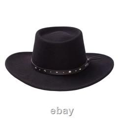 Stetson Black Hawk Wool Felt Western Hat Crushable Gambler Crown