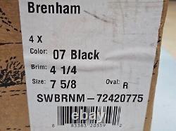 Stetson Brenham Black Hat 7 5/8 USA 4X Beaver 4 1/4 Brim Silver Buckle Band