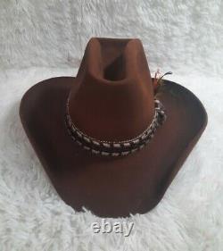 Stetson Brown 3X XXX Beaver Western Cowboy Hat Size 7 Feather Band