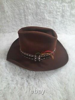 Stetson Brown 3X XXX Beaver Western Cowboy Hat Size 7 Feather Band