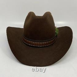Stetson Cowboy 4X Beaver Hat With Buckle & Feather Brown JBS Pin Size 6 3/4