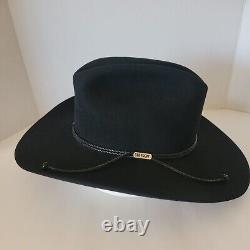Stetson Cowboy Hat 4X Beaver Fur BLACK Carson 7 used, Very Nice Condition