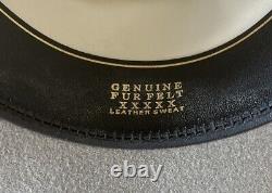 Stetson Cowboy Hat Beaver 7 1/4 Original Box Hat Band 2.5 Brim 1980s EUC