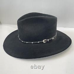 Stetson Cowboy Hat Diamond Jim The Gun Club Size 7 1/2 XXXX Felt Black USA