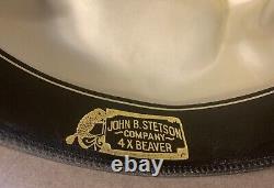 Stetson Cowboy Western Hat Size 7.5 4X Beaver Grey Knife -Hatchets -Arrow Band