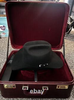 Stetson Hat 1000X El Diamante Black SIZE 7 + Stetson Leather Tooled Box