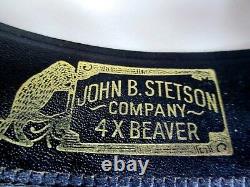 Stetson Hat Beaver XXXX 6 7/8 Black Vintage Western Rockabilly Steer Box #B3