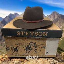 Stetson Pawnee 5X Beaver Felt Western Cowboy Hat Sz 7 1/8 Chocolate Brown OG Box