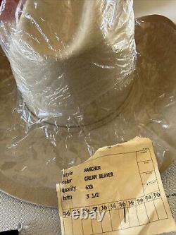 Stetson RANCHER CREAM BEAVER Hat Size 7 3/8 BRIM3.5 Quality 6XB