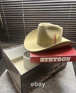 Stetson Rancher 4X Beaver Tan 6 7/8 Vintage Cowboy Hat and Original Box