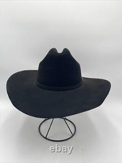 Stetson SKYLINE 6X Black 100% Pure Fur Felt Belted Cowboy Hat Men's Size 6 7/8