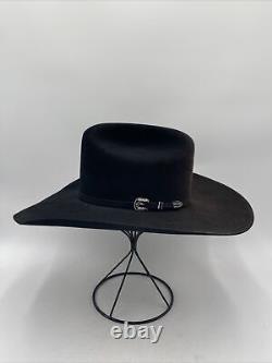 Stetson SKYLINE 6X Black 100% Pure Fur Felt Belted Cowboy Hat Men's Size 6 7/8