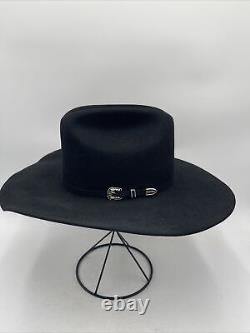 Stetson SKYLINE 6X Black 100% Pure Fur Felt Belted Cowboy Hat Men's Size 6 7/8