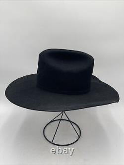 Stetson SKYLINE 6X Black 100% Pure Fur Felt Belted Cowboy Hat Men's Size 6 7/8