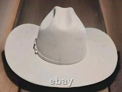 Stetson Silverbelly Shasta 59 10X White Beaver Hat With3 pc Buckle Set 7 3/8