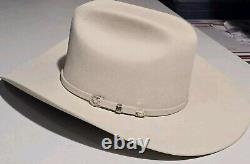 Stetson Silverbelly Shasta 59 10X White Beaver Hat With3 pc Buckle Set 7 3/8