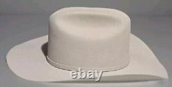 Stetson Silverbelly Shasta 59 10X White Beaver Hat With3 pc Buckle Set 7 3/8