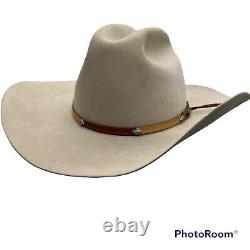 Stetson Size 7 1/8 XXXX 4X Beaver Cowboy Hat Light Beige Leather Band Western