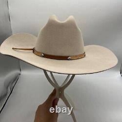Stetson Size 7 1/8 XXXX 4X Beaver Cowboy Hat Light Beige Leather Band Western
