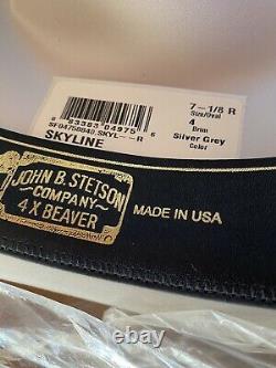 Stetson Skyline Silver Grey Beaver Fur Cowboy Hat 4 7 1/8