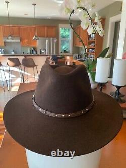 Stetson The Gun Club Pawnee 4x Chocolate Brown Beaver Felt Hat 7 3/4