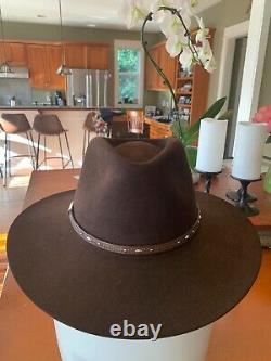 Stetson The Gun Club Pawnee 4x Chocolate Brown Beaver Felt Hat 7 3/4