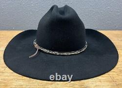 Stetson Vintage 10x Beaver Black Western Hat Sz 7 Wide Brim