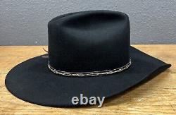 Stetson Vintage 10x Beaver Black Western Hat Sz 7 Wide Brim