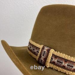 Stetson Womens Cowboy Western Hat Brown 3 X Beaver Braded Headband Lined 7 1/4