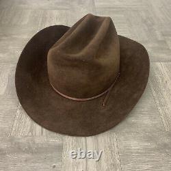 Texas Hatters Travis County Sheriff's Cowboy hat Fur Blend Brown 7 1/2 Rare Cool