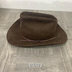 Texas Hatters Travis County Sheriff's Cowboy hat Fur Blend Brown 7 1/2 Rare Cool