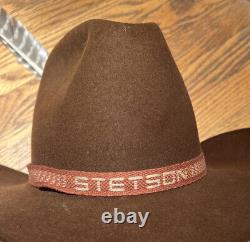 Used John B Stetson 3X Beaver Cowboy Hat Size 7 1/8 Brown No Box